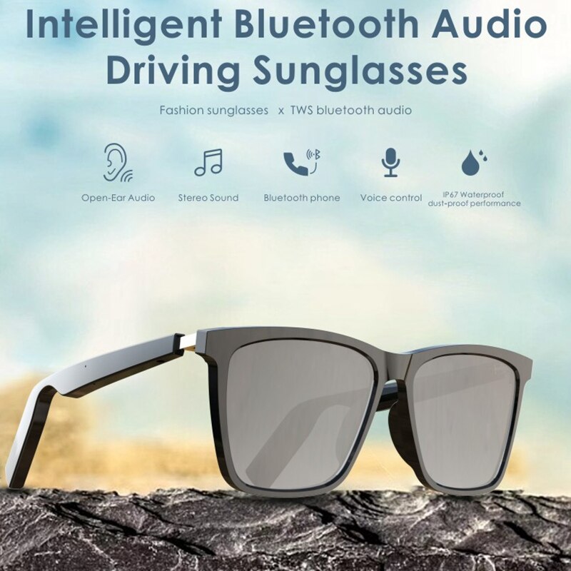 Smart Muziek Bril Tws Draadloze Bluetooth5.0 Waterdichte Oordopjes Anti-Blauwe Zonnebril Ai Beengeleiding Eyewear