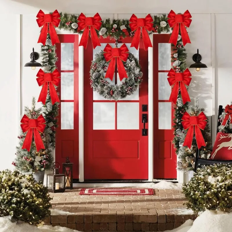 Weihnachten Schleife Ornamente Weihnachtsbaum Glitzer Handwerk Schleife Weihnachtskranz Girlande Dekoratives Band Glänzende Schleifen Weihnachtsdekoration