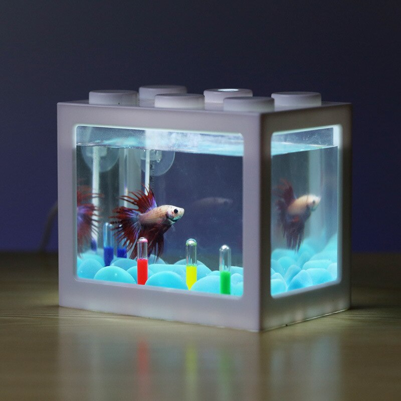 Fish Tank Indoor Acrylic Small Desktop Ecological Small Fish Tank Goldfish Tank Fighting Fish Tank Office Viewing Plastic: white