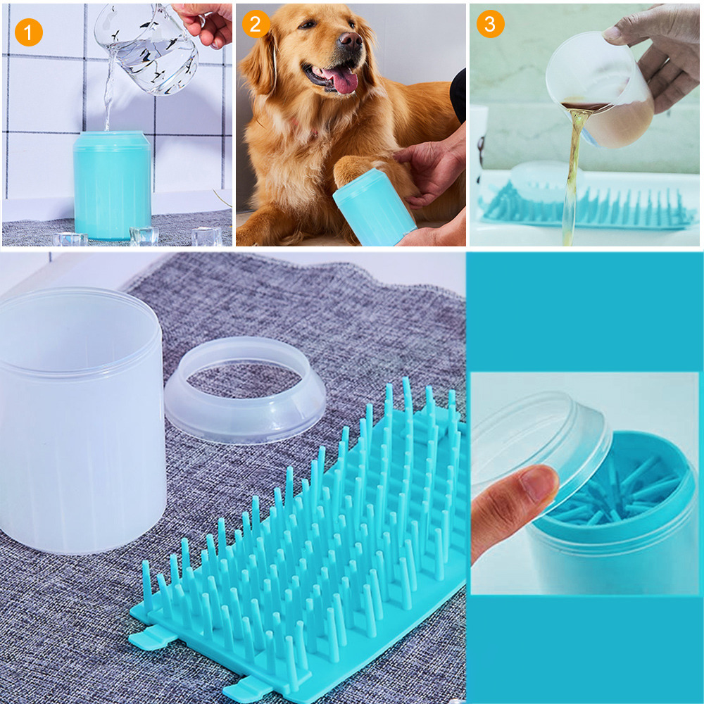 Nettoyeur de pattes pour animaux de compagnie, piston de pattes, tasse de nettoyage des pieds en Silicone souple, brosse de nettoyage des pattes portables pour chats et chiens, fournitures pratiques pour la maison, 3 tailles