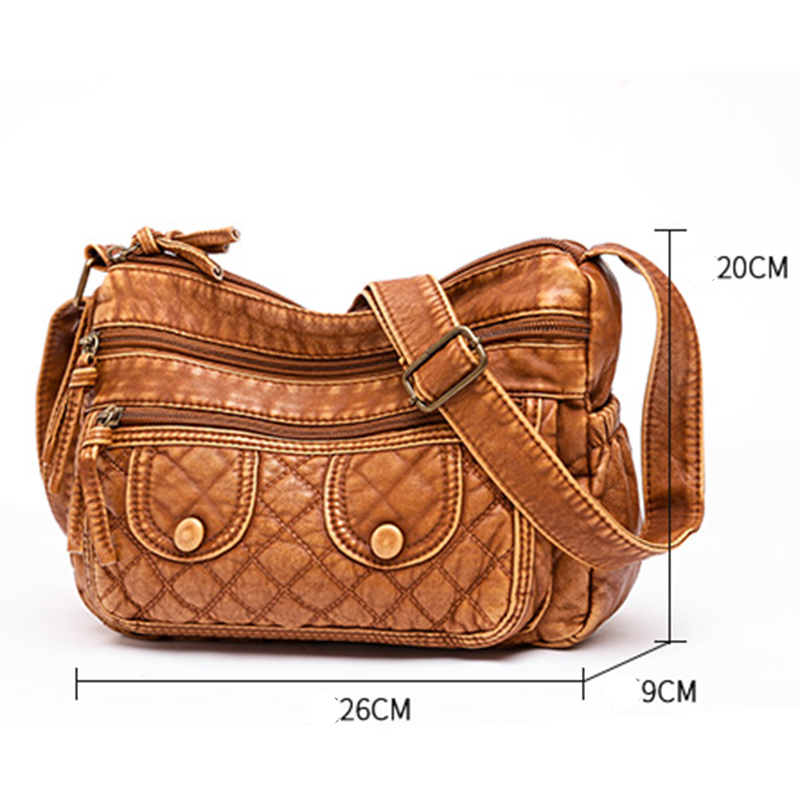 Vintage Tas Voor Vrouwen Zachte Pu Lederen Crossbody Tas Grote Capaciteit Tassen Multi Pocket Schoudertas 2022 Vrouwelijke Retro handtas