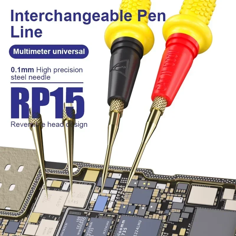 Multimètre mécanique RP15/Lanrui W9 en acier inoxydable, fil de stylo, pointe Interchangeable, aiguille universelle à pointe Fine, sonde de Test souple