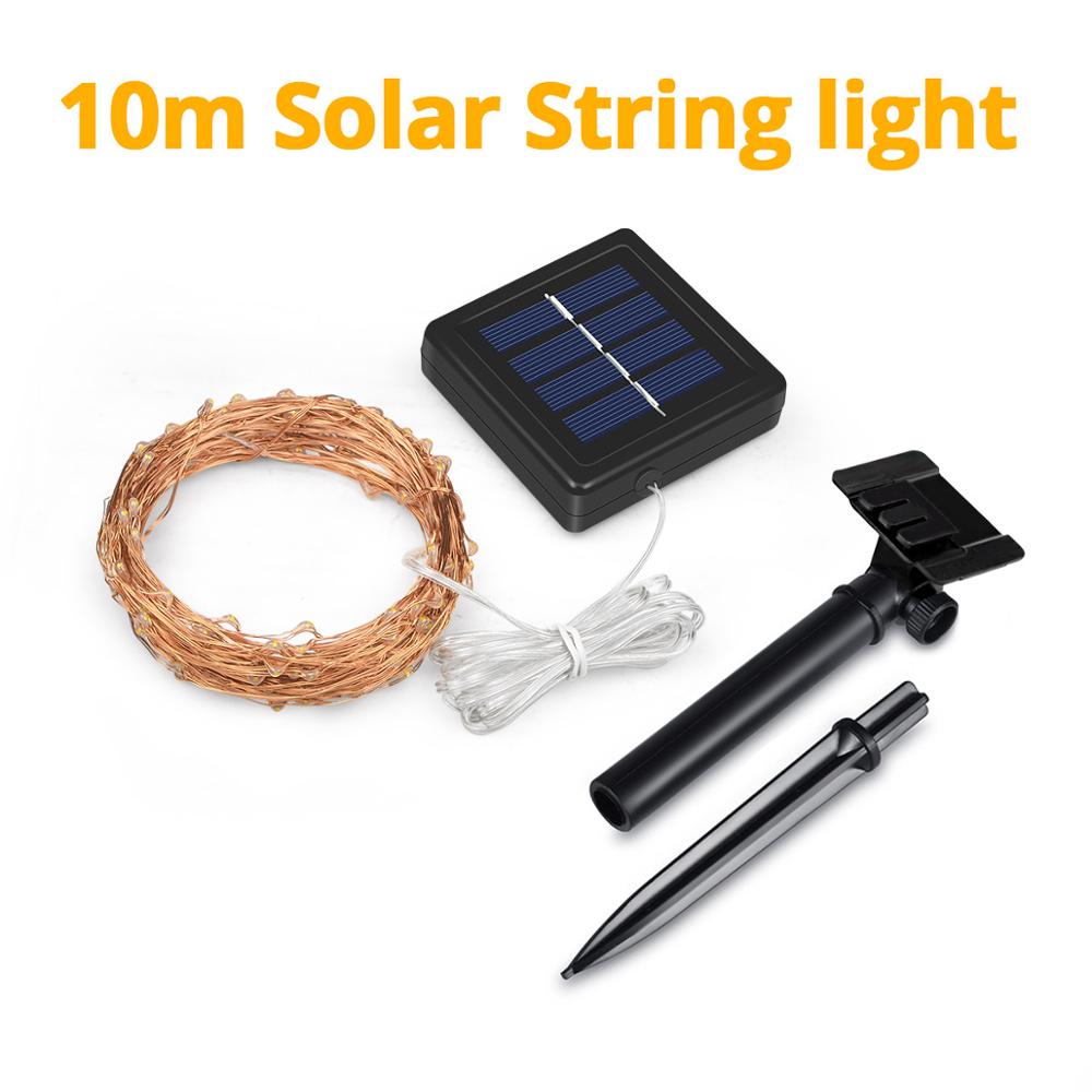 5/10/20m jul led ljus dekoration utomhus solenergi sträng ljus usb krans fairy lights bröllopsfest belysning: 10m solar led strängar / Flerfärgad