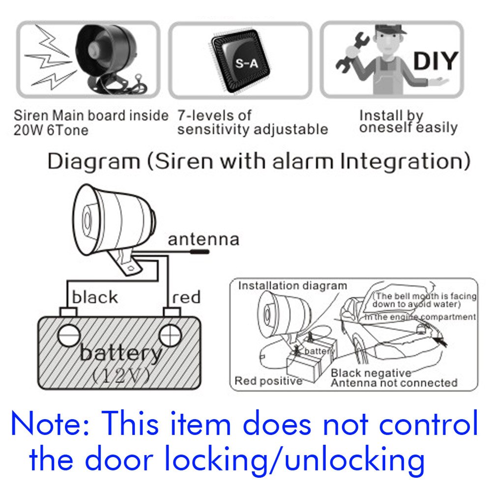 Antifurto affidabile durevole 810-8176 sistema di allarme antifurto per auto universale dispositivo di vibrazione parti di automobili accessorio per auto