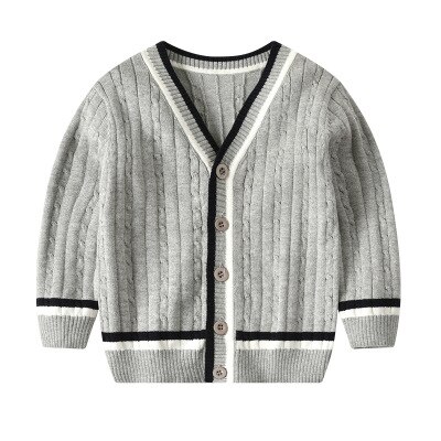 Småbørn barn baby dreng pige langærmet striktrøje cardigan toppe frakke udtøj: Grå / 6