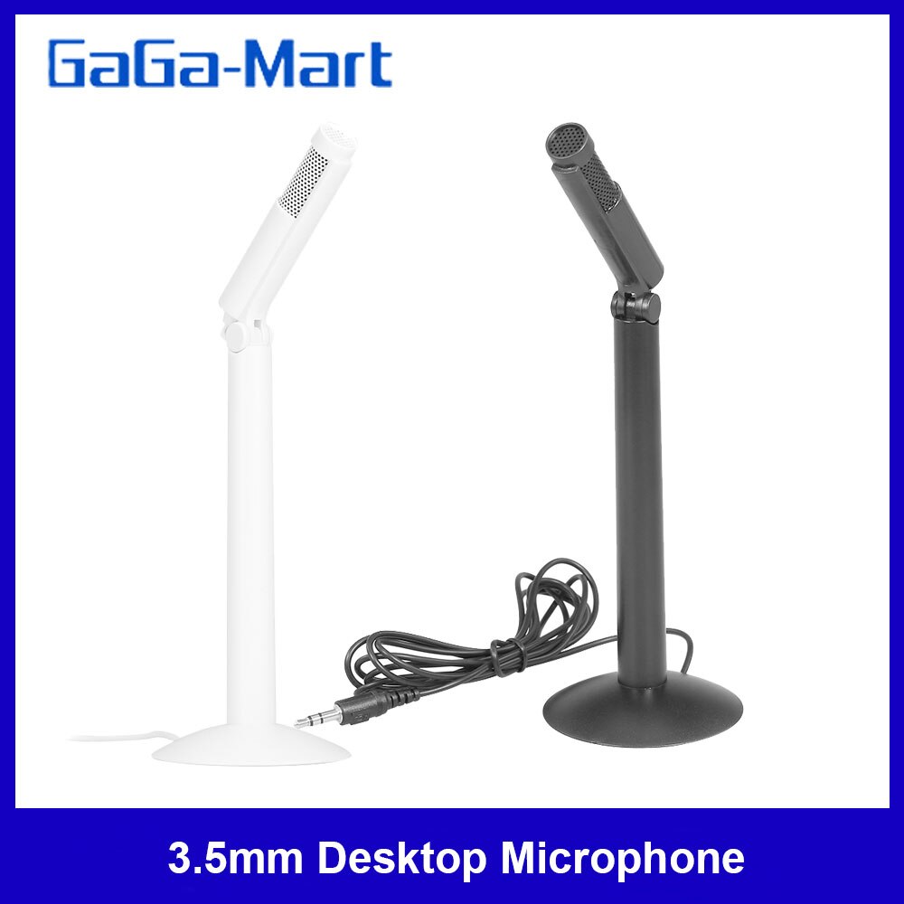 3.5mm Desktop Microphone Portable Capacitor Microphone Conference Video Chat Recording Microphone for PC Laptop Black