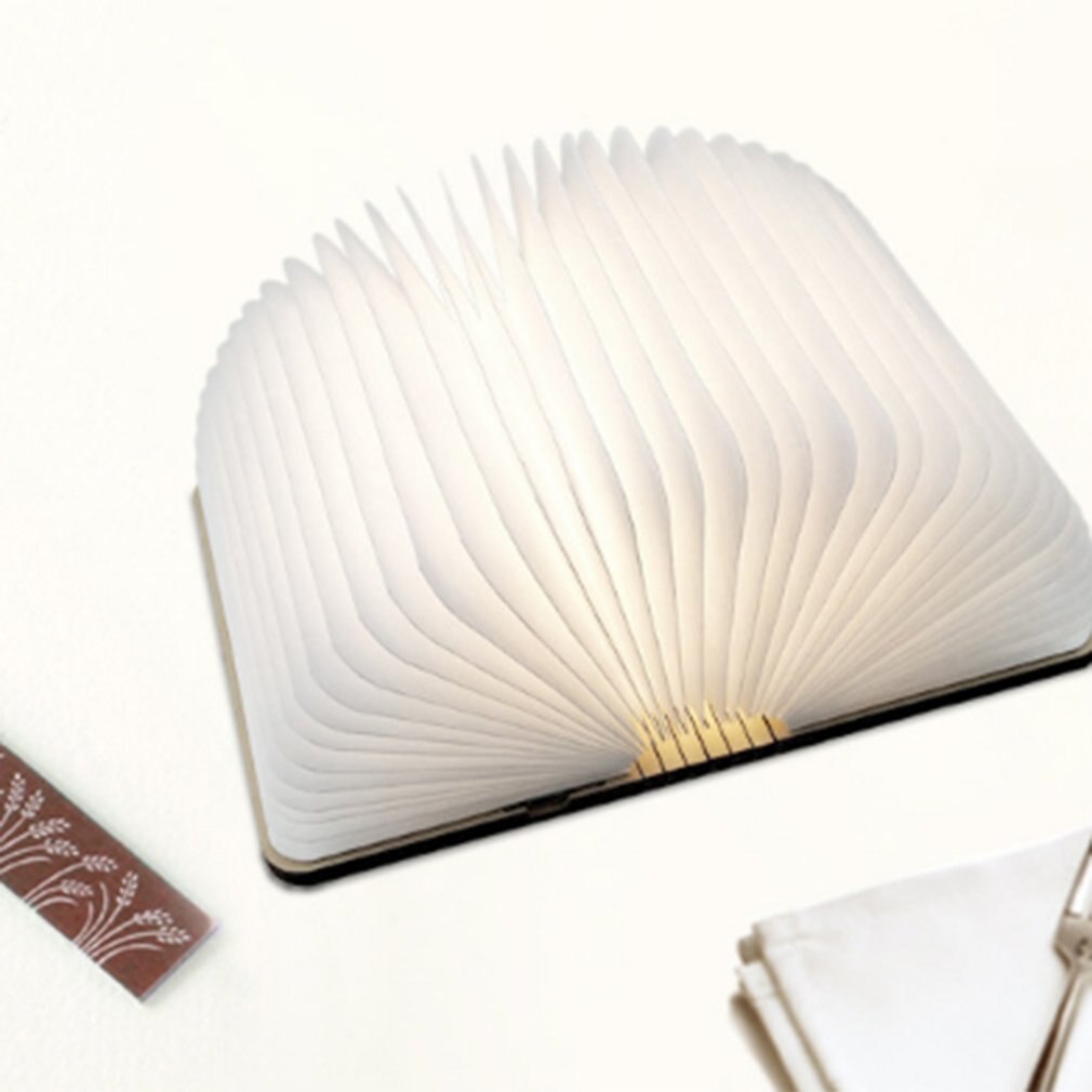 Innovative LED Foldable Wooden Book Shape Desk Lamp 5W USB Rechargeable Portable Folding Book Reading Light for Home Decor