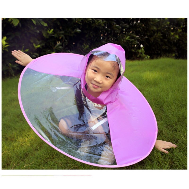 Cute Children's Raincoat Yellow Duck Rain Jacket Coat Kids Student Outdoor UFO Transparent Waterproof Cloak Children Umbrella