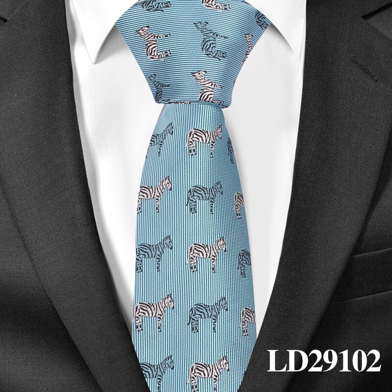 Gravata dos desenhos animados para homens poliéster jacquard animal gravata para casamento ternos de negócios 6cm gravata magro gravata masculina gravatas: LD29102