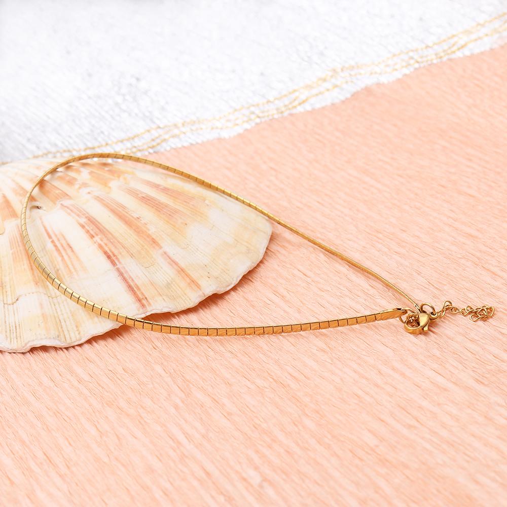304 Rvs Choker Ketting Zilver Kleur Rechthoek Voor Vrouwen Mannen Party Club Punk Stijl Kraag Sieraden 35Cm Lange, 1 Pc