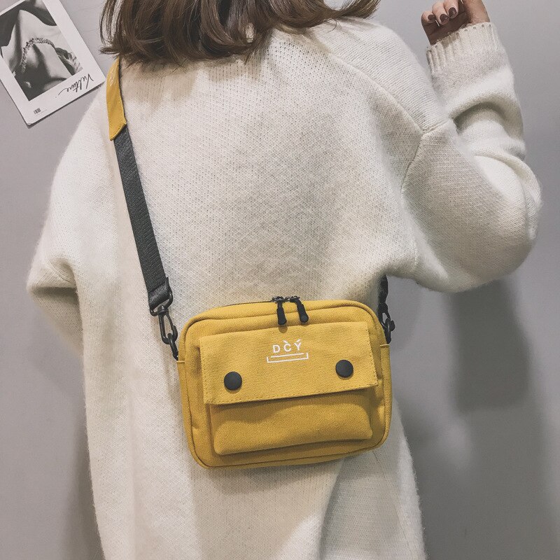 Handbags Women Crossbody Bags 2022 Brand Letters Canvas Female Casual Shoulder Bags Messenger Bags: Yellow