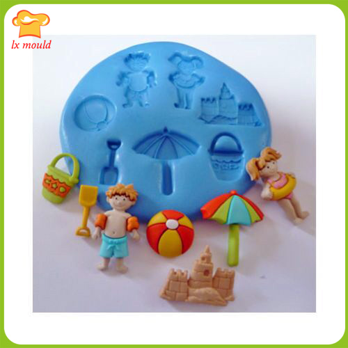 Beach & life slot ball paraply pige dreng topper cupcake silikone form