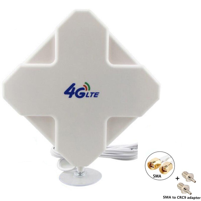 antenna JX 4G LTE antenna ad contralto guadagno 35dBi doppio cavo SMA TS9 CRC9 antenna connettore per modem router 3G 4G: Add CRC9 adattatore