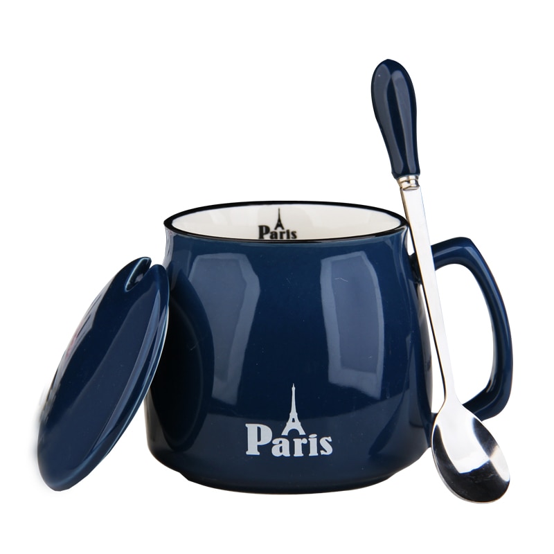 400ml Color Cartoon Ceramics Mug With Spoon Heat Resistant Coffee Milk Tea Mugs Breakfast Cup Drinkware Novelty