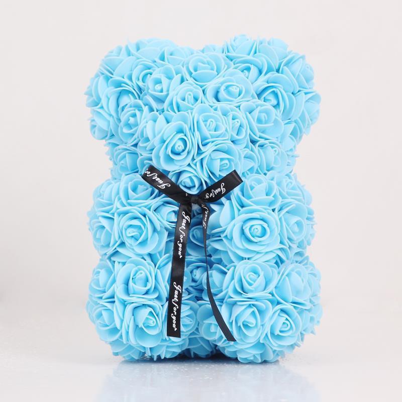 Rose Bear - Rose Teddy Bear on Every Rose Bear -Flower Bear Perfect for Anniversary's,Rose Bear, Mothers, Rose Teddy Bear: blue