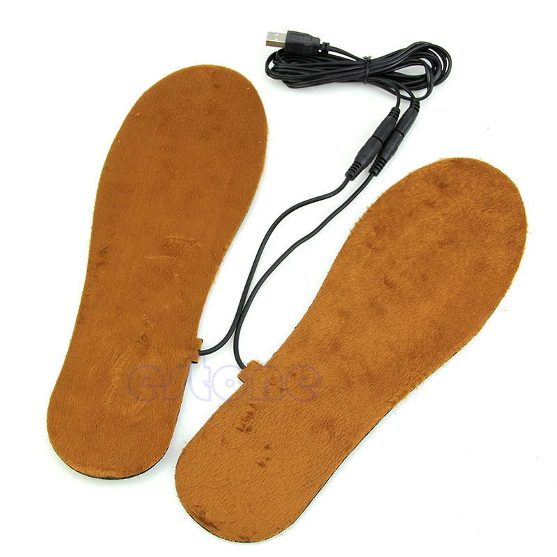 Usb eldrivna uppvärmda sulor för skor stövlar håller fötterna varma solida kvinnor män unisex innersulor 2 färger