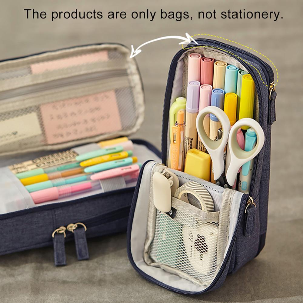 Double Layer Pencil Case Stand Pencil Bags Stationery Case Large Capacity Pen Organizer Pen Box School Supplies estojo escolar