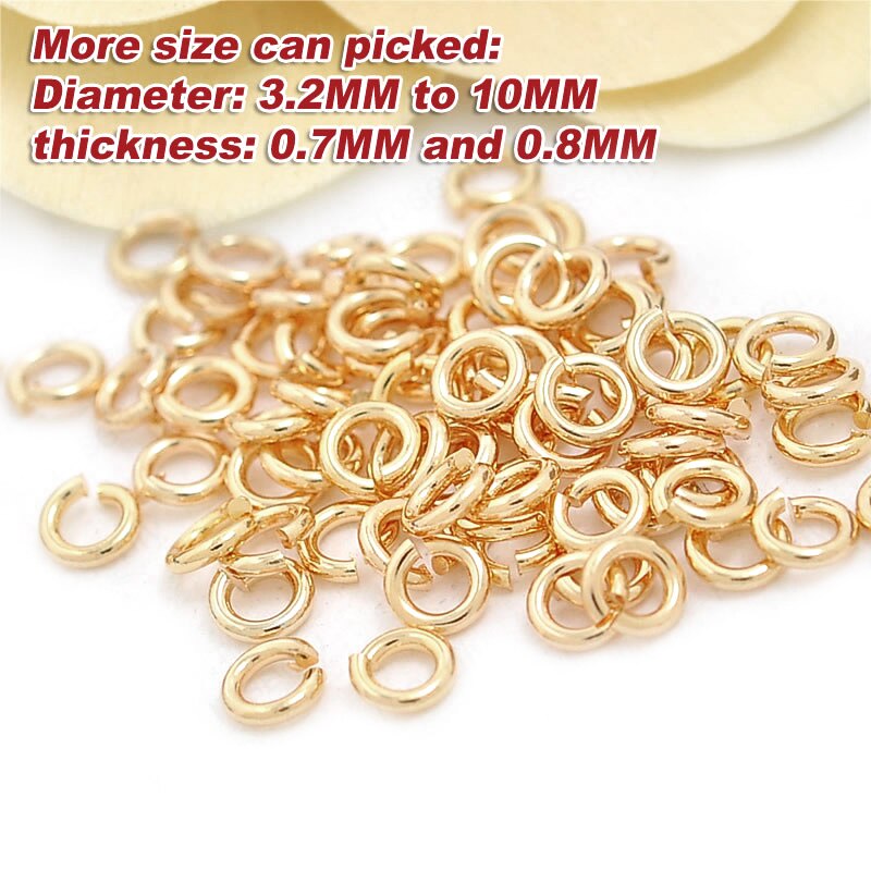 20PCS 3.2 ~ 10MM dicke 0.7 ~ 0,8 MM 24K Champagner Gold Farbe Überzog Messing Runde Jump ringe Split Ringe Schmuck Erkenntnisse