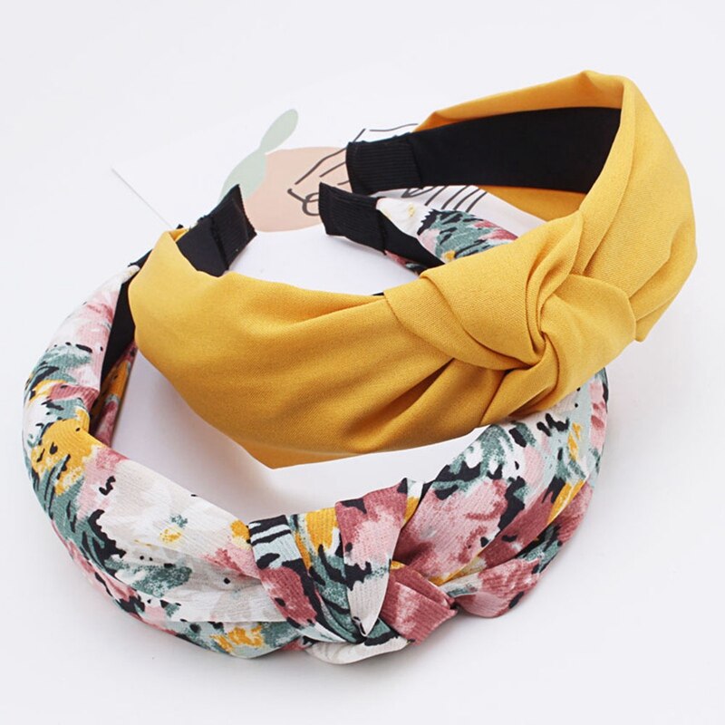 Effen Kleur Knoop Hoofdbanden Voor Vrouwen Eenvoudige Stof Meisjes Haarband Vrouwen Haaraccessoires Brede Zijde Haarband