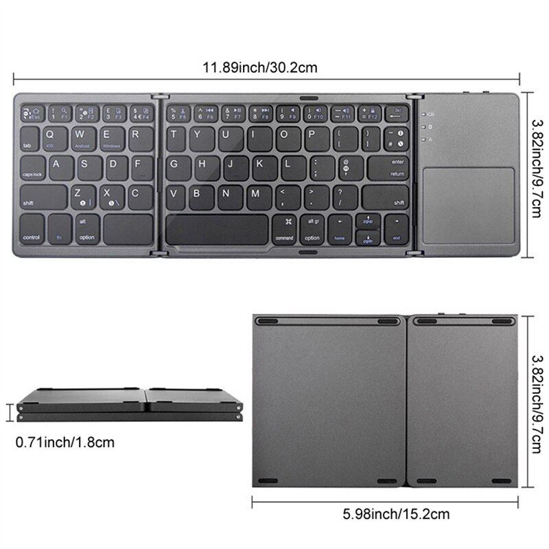 Tragbare Mini Folding tastatur USB lade Drahtlose Tastatur mit Touch Pad kompatibel Für iOS iPad Android PC Tablet Notebook