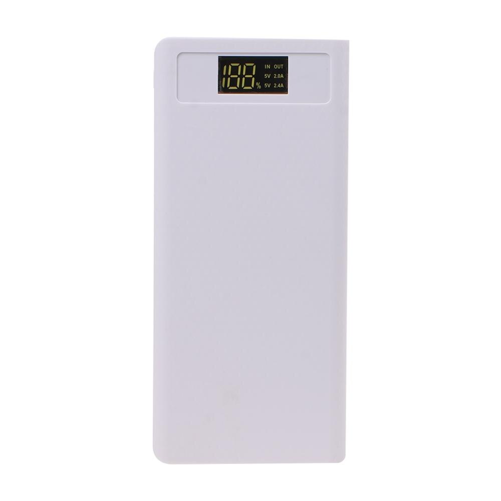 Dual USB LED Light 8x 18650 Battery DIY Power Bank Box Holder For Mobile Phone: White