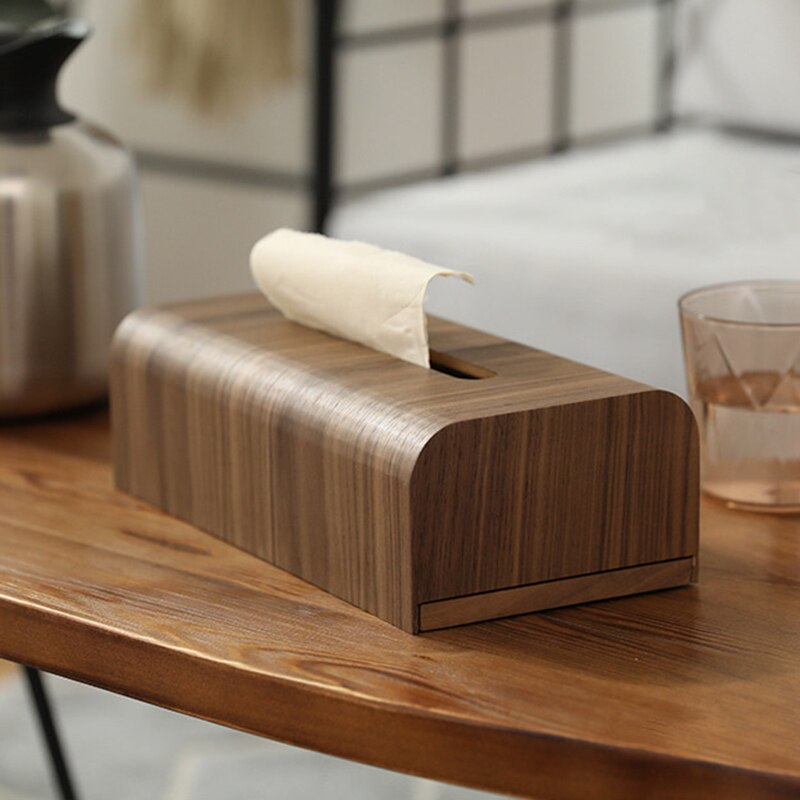 Walnut wood tissue box home paper table desktop storage box simple living room tissue box