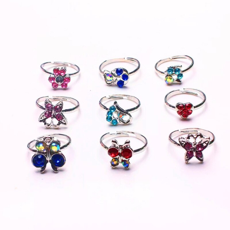 Diamond Kids Adjustable Ring Sparkling Small Diamonds Princess Jewelry Girl Favors