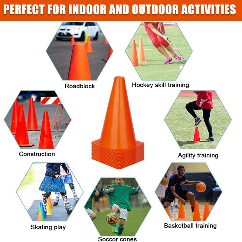 15 Pcs 9 Inch Sports Cones,Soccer Training Cones Plastic Cones for Football Basketball Drills Indoor Outdoor Activity
