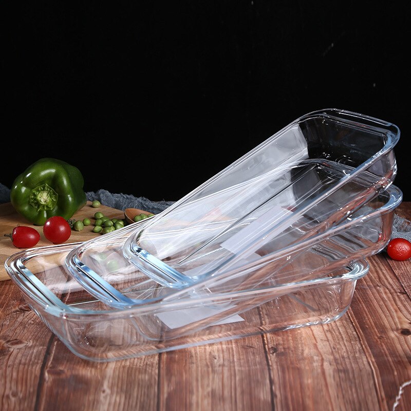 Große Kapazität Klare Längliche Gehärtetem Glas Backformen Pfanne Ofen Grundlagen Platte Backformen Nicht-Stock Küche Werkzeug Käse MJ708