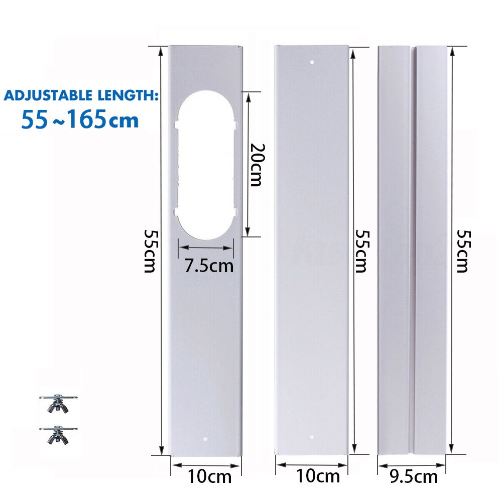 Senaste justerbara luftkonditioneringsfönster kit glidplatta vindskydd avgasrör fönster adapter anslutning tillbehör: 3 st -165cm