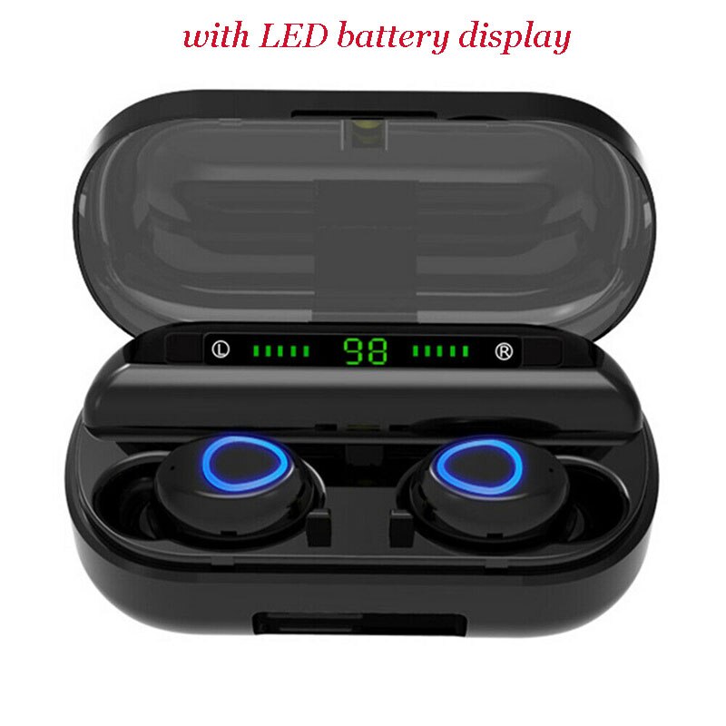 1 Pair Bluetooth 5.0 Headset Wireless Earphones Mini Earbuds Cordless Headset Headphones Handsfree For iphone Android: with led