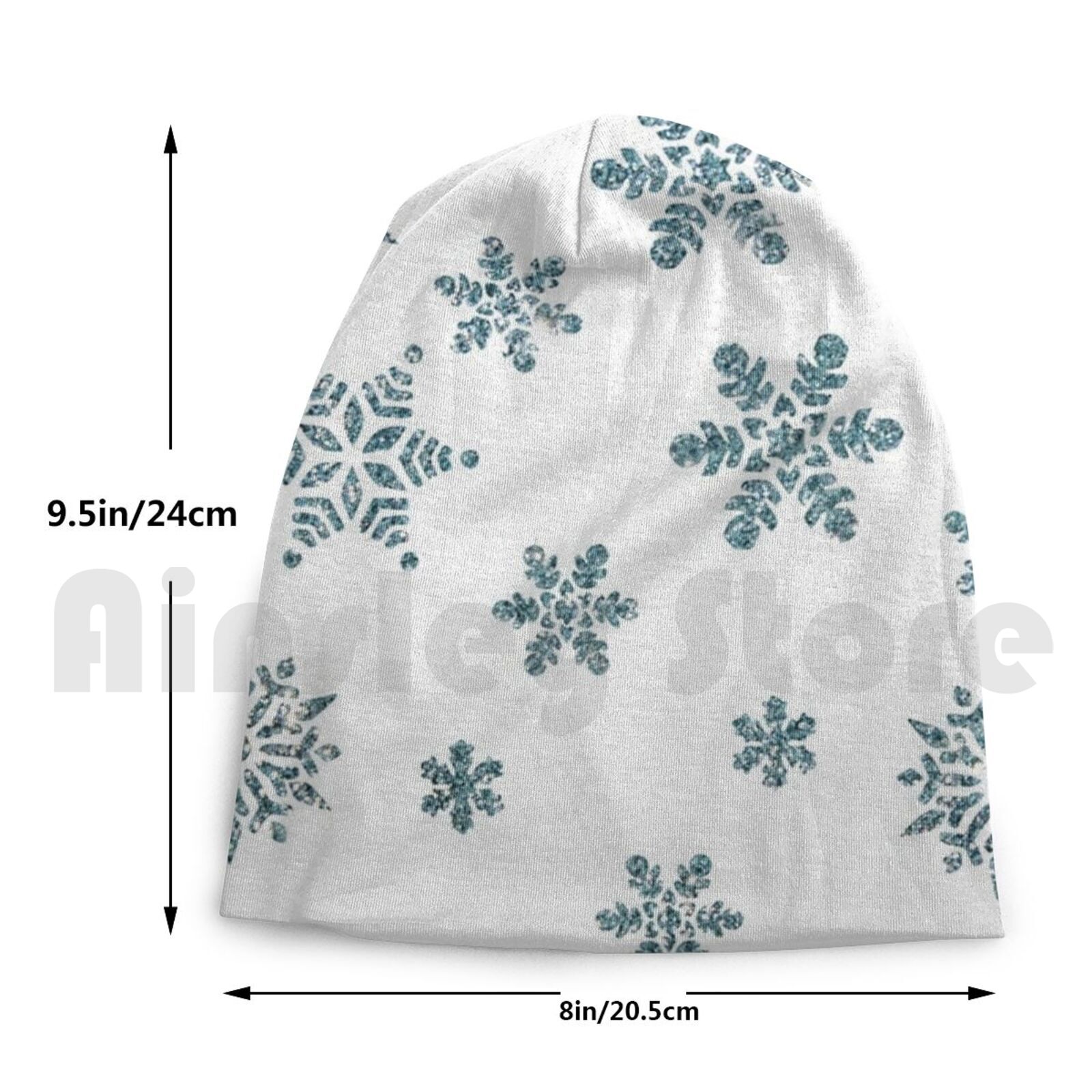 Snowflakes-Snow Beanies Pullover Cap Comfortable Winter Snow Flake Blue Sparkling Flakes Year Year End Party