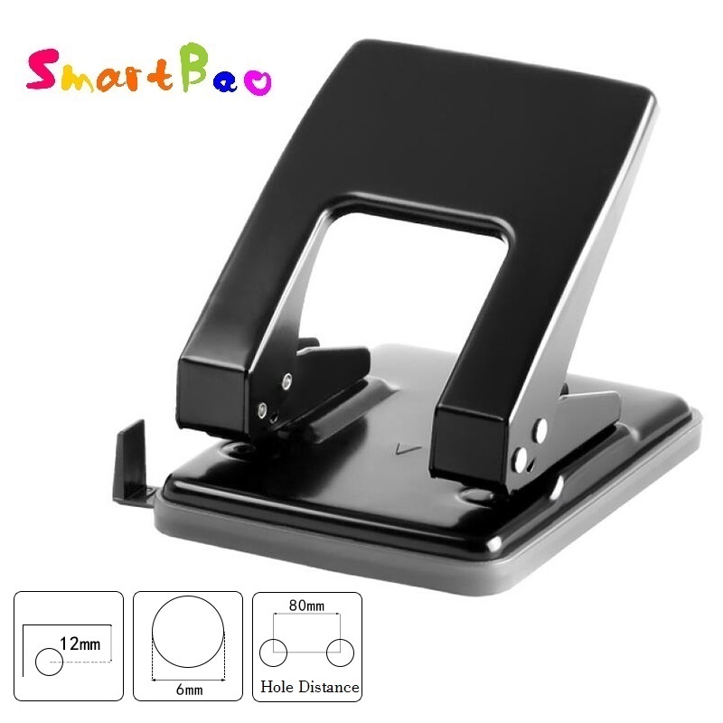 Heavy Duty 2-Hole Punch Metal 2 Holes Puncher Machine Save Effort Comfort Handle Perforadora De Papel; 40-Sheet Capacity