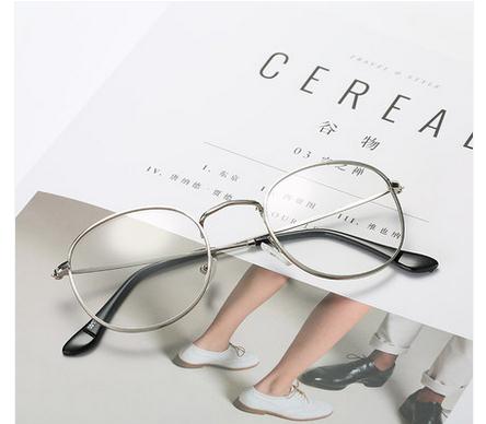 MINCL/Korean Tide Retro Glasses Frame Metal Round Box Golden Plain Retro Myopia Female Literary Tide eye Glasses LXL: silver