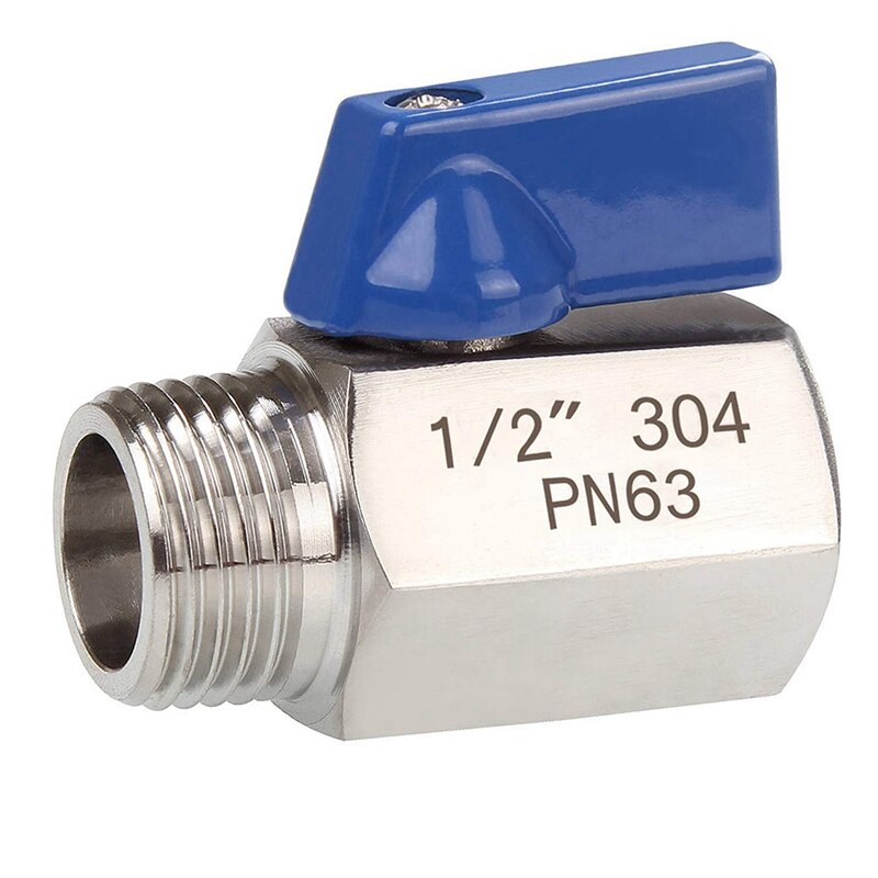 Kogelkraan 1/2 inch 304 roestvrijstalen mini-kogelkraan vrouwelijk en mannelijk npt, ideaal voor douchekopstroomregelklep
