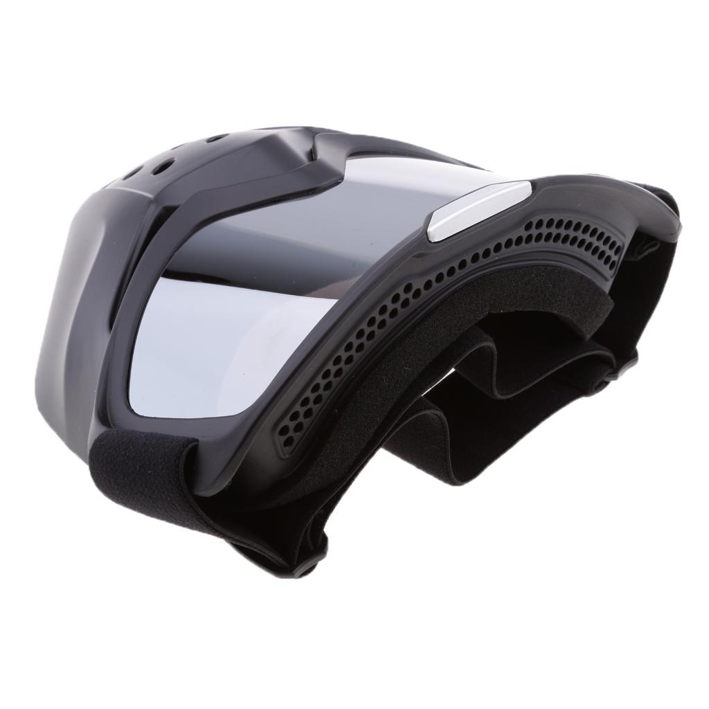 Adult Motorcycle Dirt Bike Street Bike ATV&amp;UTV Cruiser Adventure Touring Snowmobile Detachable Goggles Mask Sillver