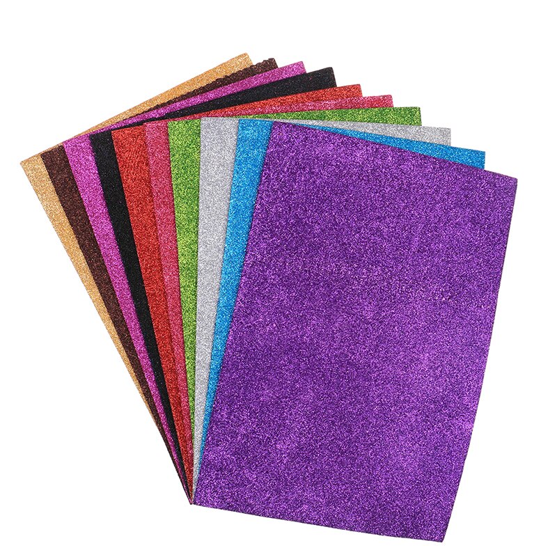 10Pcs aleatórias Diy Cartão A4 Folhas Glitter Única Face Ofício Brilho Papel Fixo Atacado