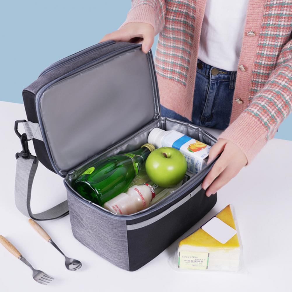 Insulated Lunch Bag Double Deck Lunch Cooler Bag Leakproof Meal Carrier Expandable Lunch Box Reusable Cooler Bag with Pocket