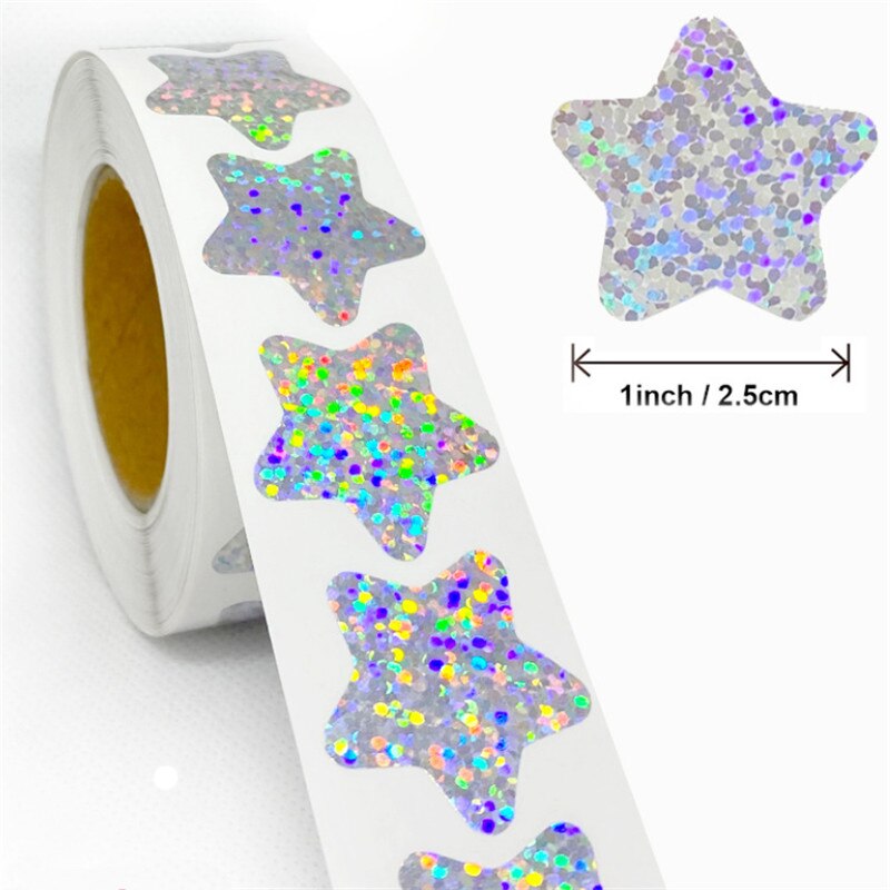 Glimmende zilveren hartstickers 500 stuks per rol kerstpakketlabels bruiloftdecoratie taartbakzegels: B