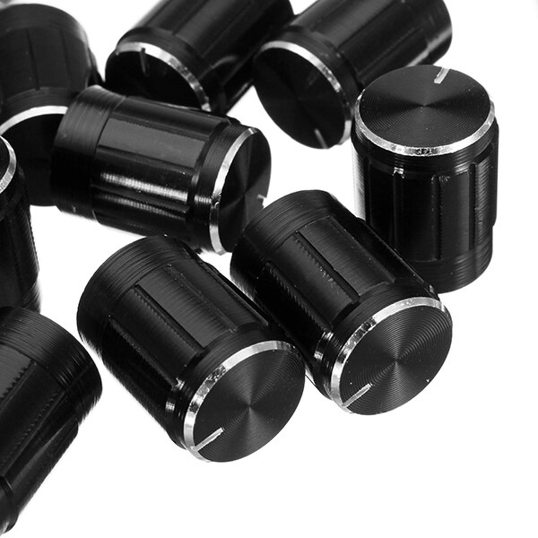 10 stk 13*17mm aluminiumslegering potentiometer knop hætte volumen kontrol knap hat sort rotationskontakt