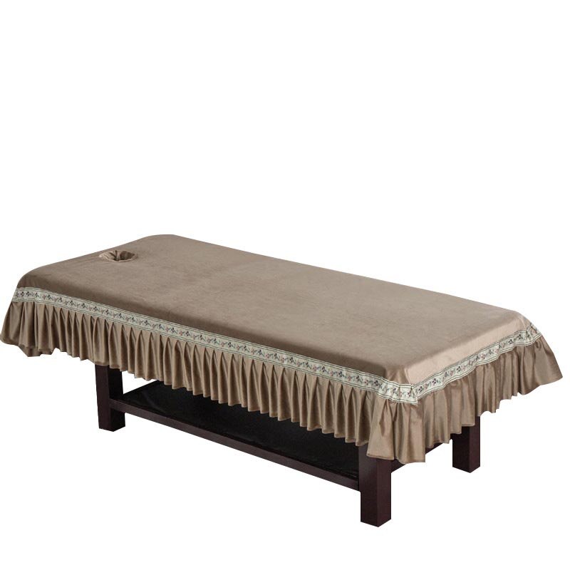 Wysokiej jakości holenderski kaszmirowy salon kosmetyczny pościel spa masaż łóżko zabiegowe stół arkuszy pełna pokrywa z spódnica: Brązowy