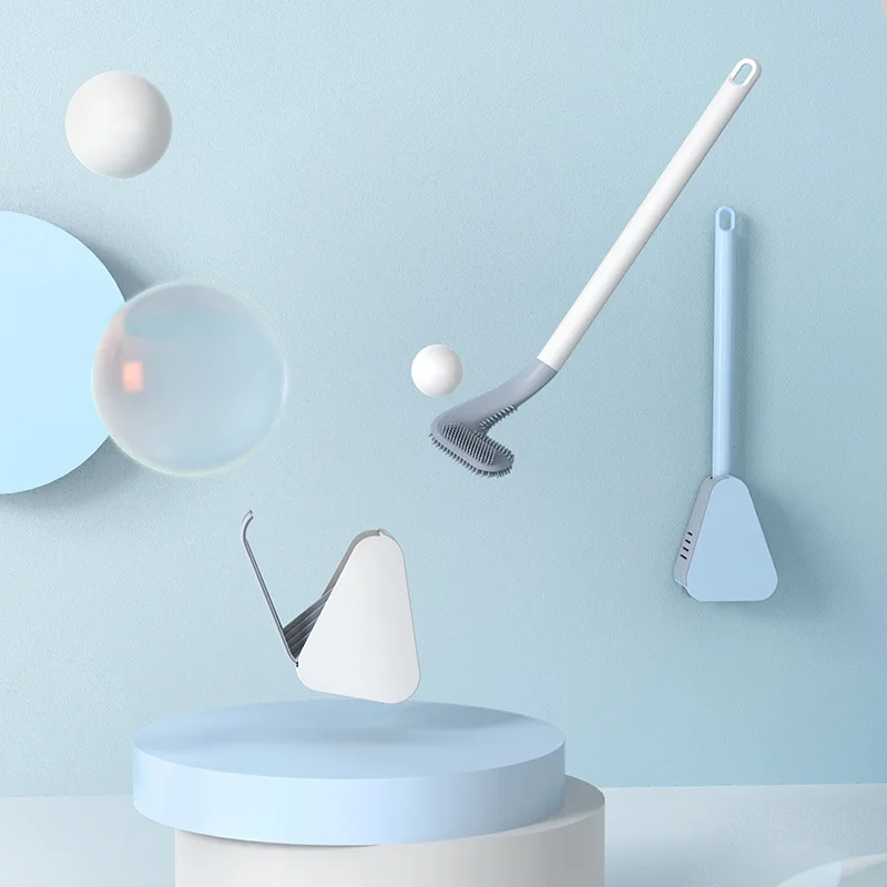 Ensemble de brosses de toilette en silicone Golf avec support, manche long, noir, moderne, hygiénique, accessoires, livres
