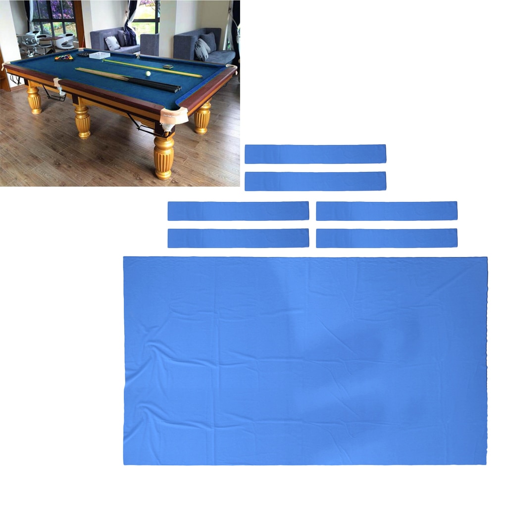 9 ft Pool Table Felt + 6 Felt Strips, Billiard Snooker Cloth Felt for 9 Foot Table, Blue, 0.9mm Thickness