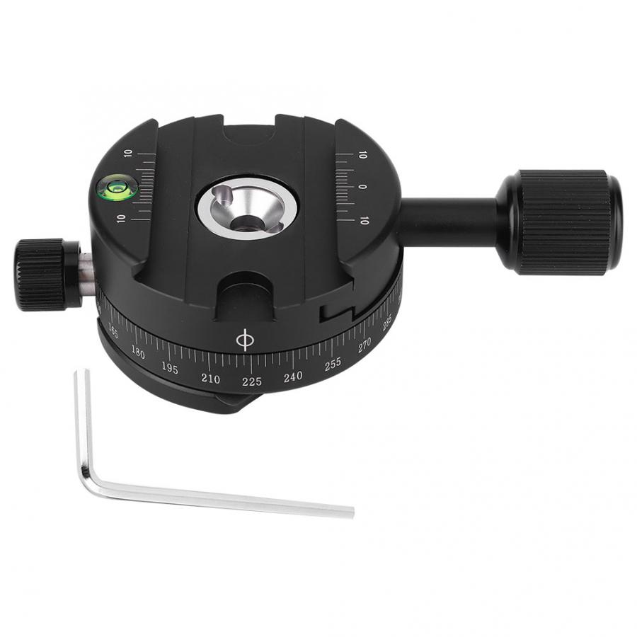 QJ-01 Aluminum Alloy 360 Degree Rotatable Panoramic Tripod Head with Scale Level for Arca Swiss Clamp Gimbal Head