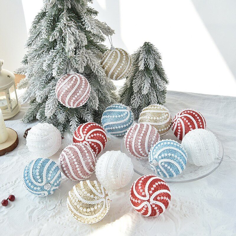 8cm lyxiga julkulor kristall glitter paljetter skum xmas tree hängande hänge xmas ball år fest dekorer