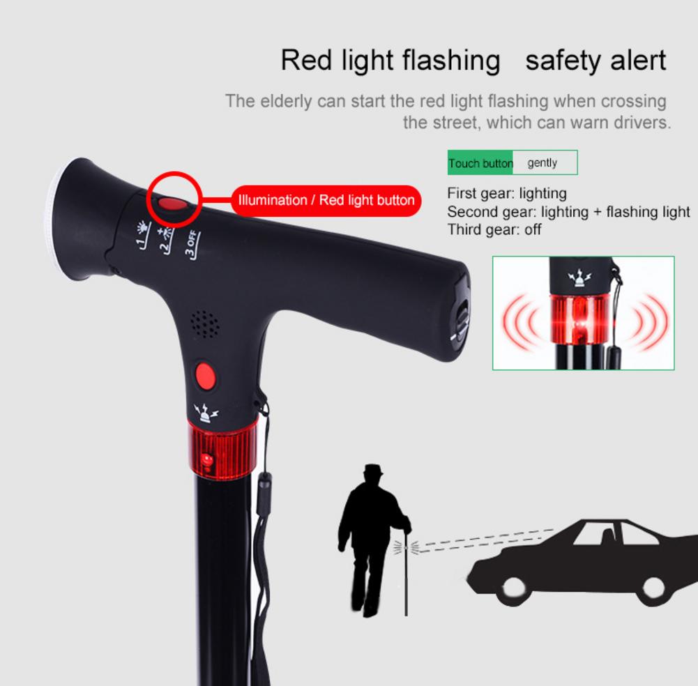 Adjustable Folding Canes with Led Light Anti-slip Portable Lightweight Walking Sticks for Arthritis Seniors Disabled Elderly