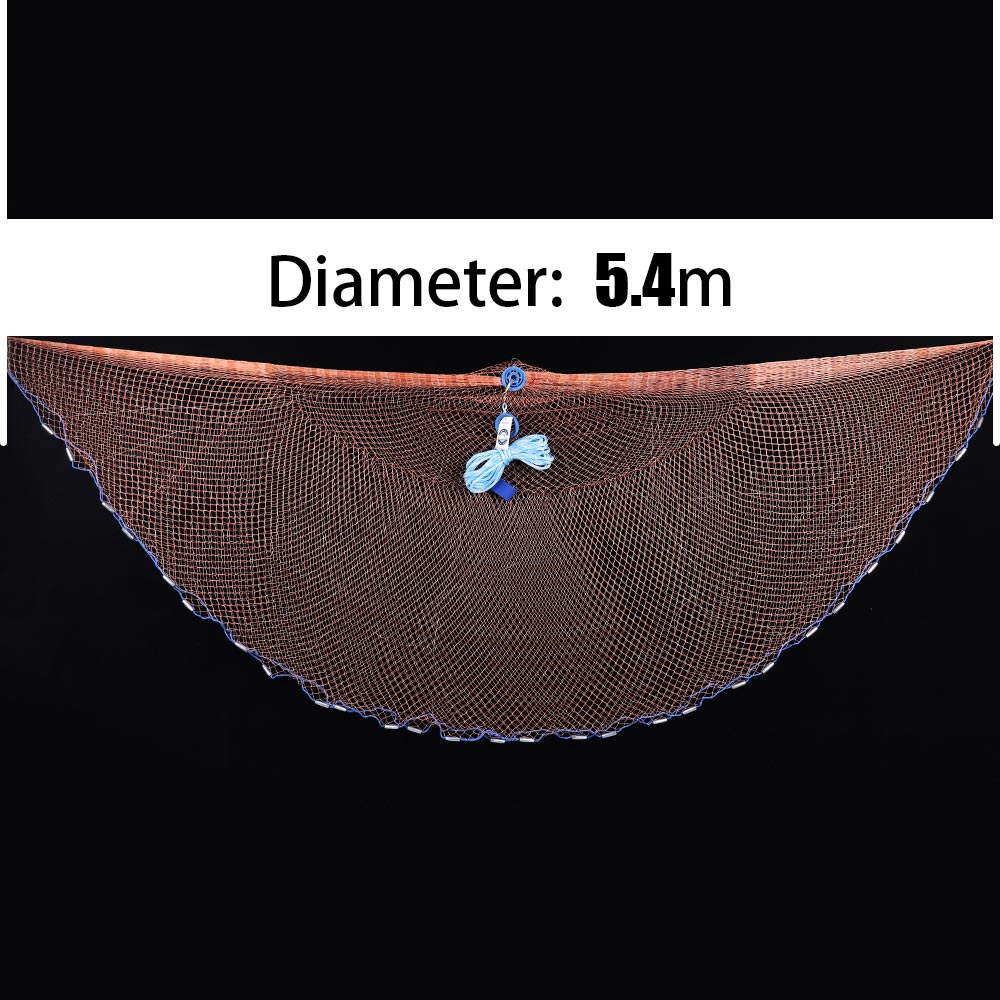 Casting Net Catch Fishing Net USA Cast Nets Throw Fly Fishing Network Diameter 2.4m-7.2m Small Mesh or Without Sinker: Diameter 5.4m