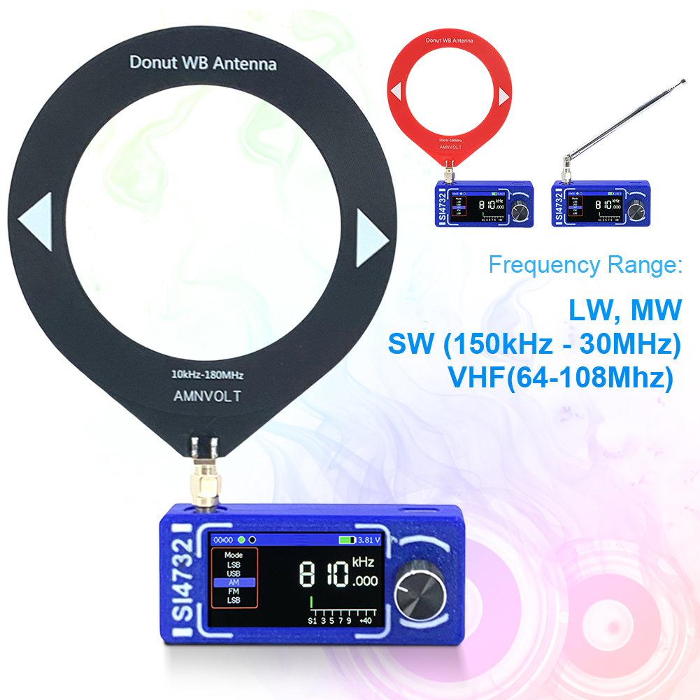 SI4732 0,5-108 mhz draagbare radio LSB USB AM FM Pocket mini-radio 1,9 "IPS-scherm HF SW MW VHF ESP32 radio-ontvanger met antenne
