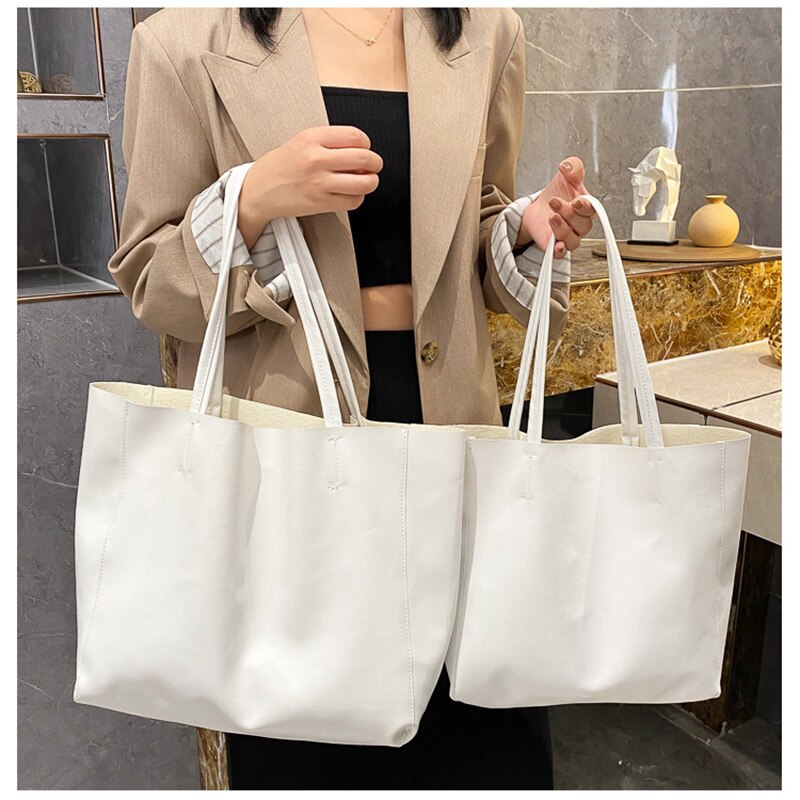 Vrouwen Tote Bag Grote Capaciteit Eenvoudige Pu Leer Vrouwelijke Schoudertassen Voor Dames Shoper Zak Luxe Goedkope Tassen