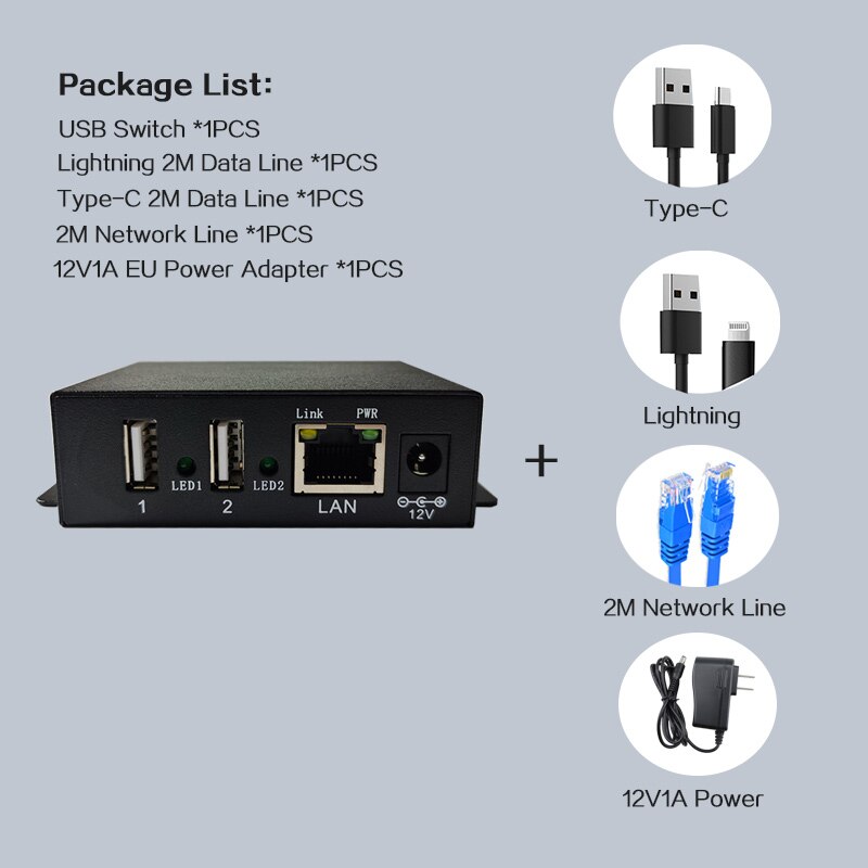 Usb 2.0 Ethernet Switch Voor Telefoon Live Video Entertainment Netwerk Onderwijs Wired Internet Usb Netwerk Switch: 2 pcs data lines